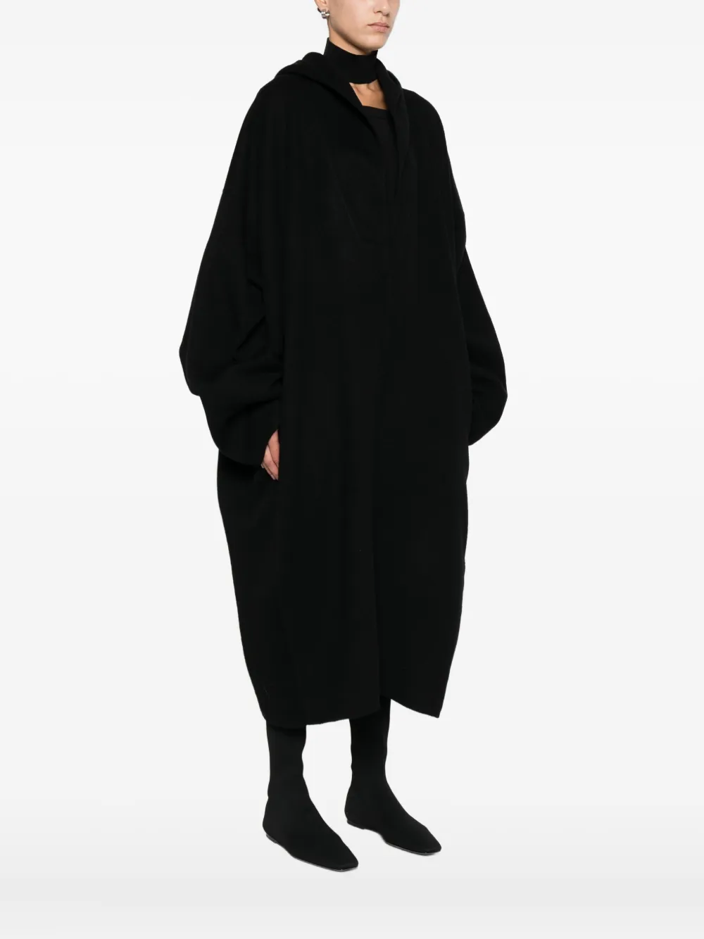 Rick Owens Wide-collar Coat In Black