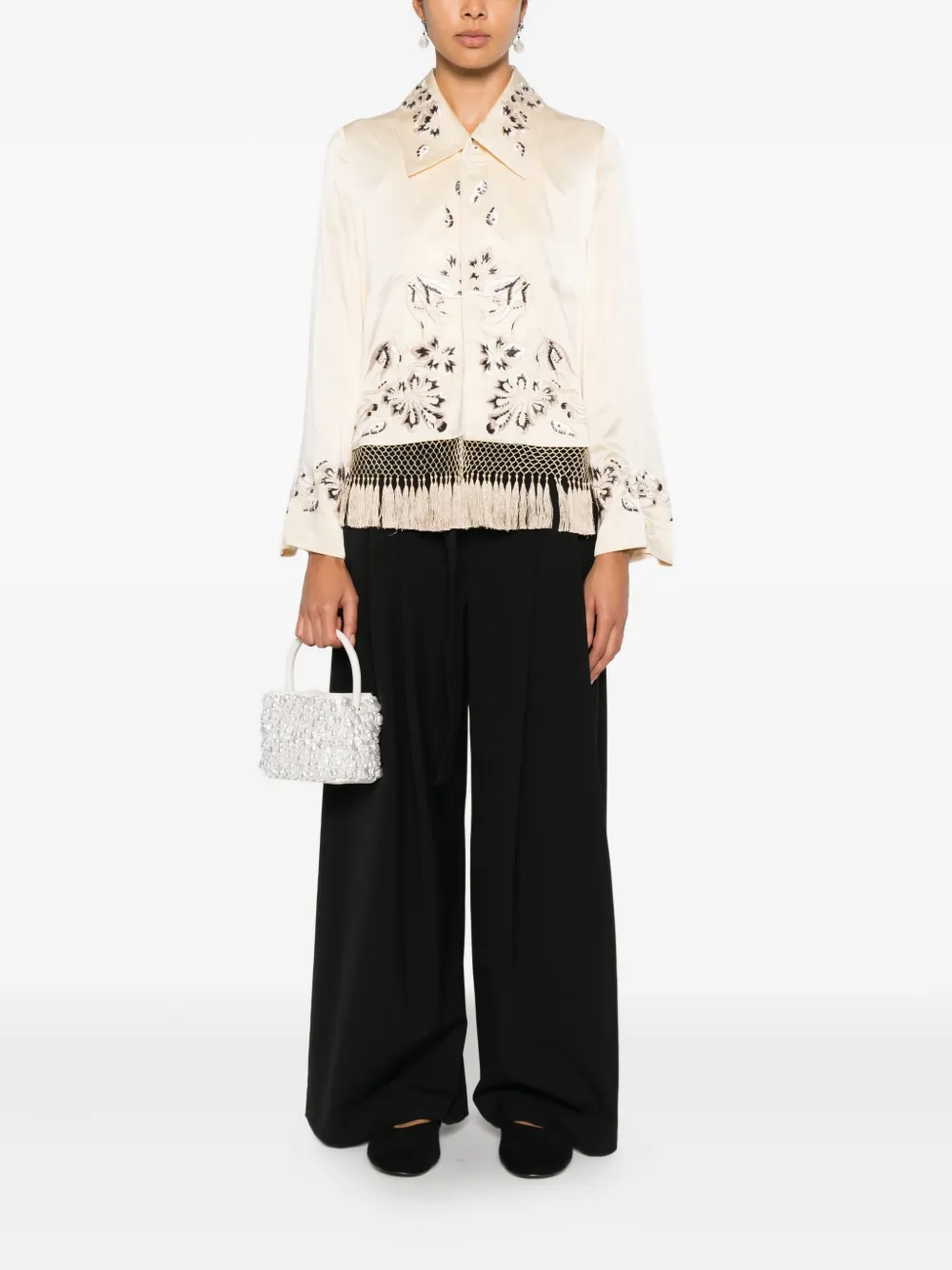 Bode Fringed Floral-detail Jacket In Neutral