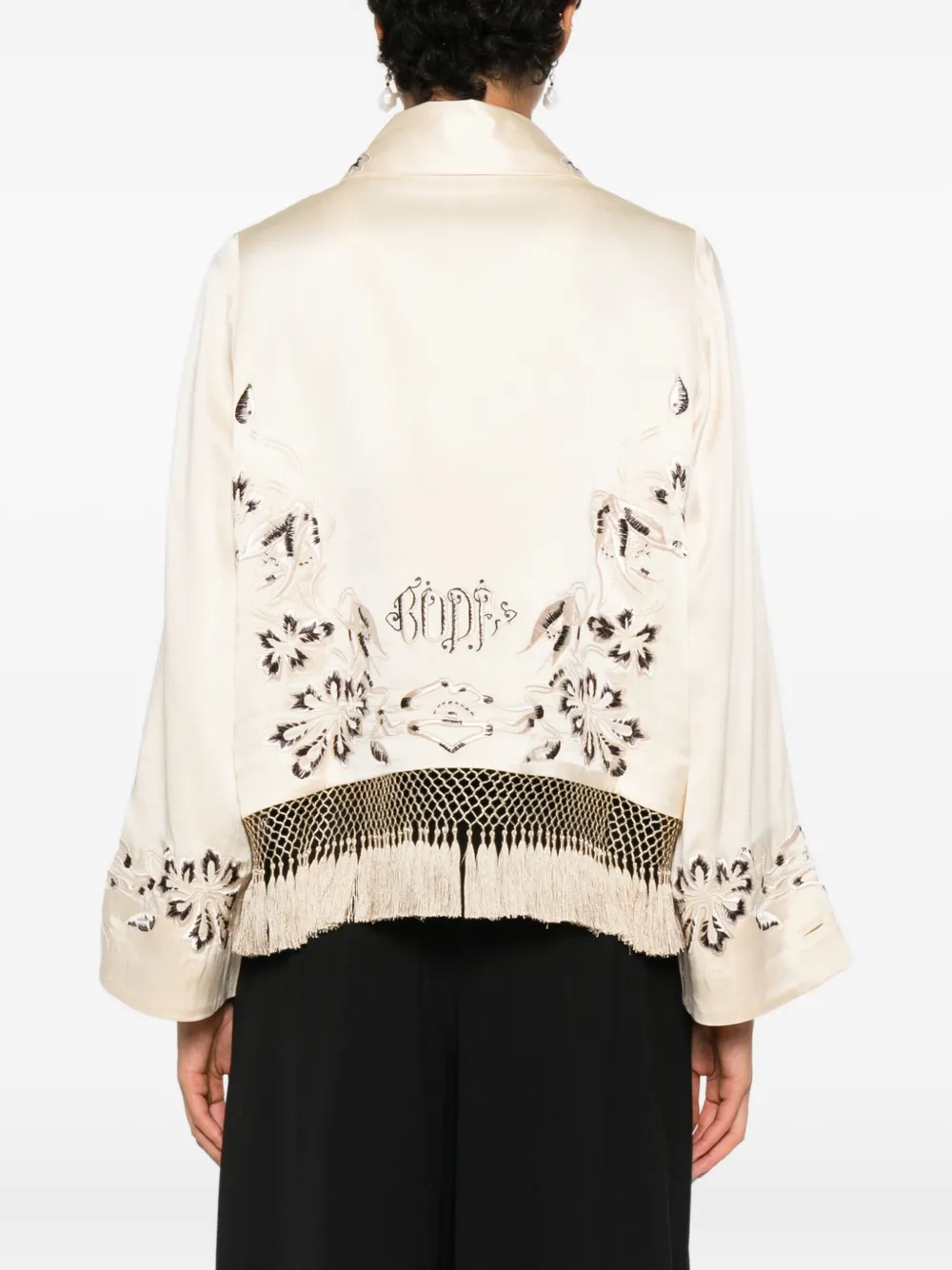 Bode Fringed Floral-detail Jacket In Neutral
