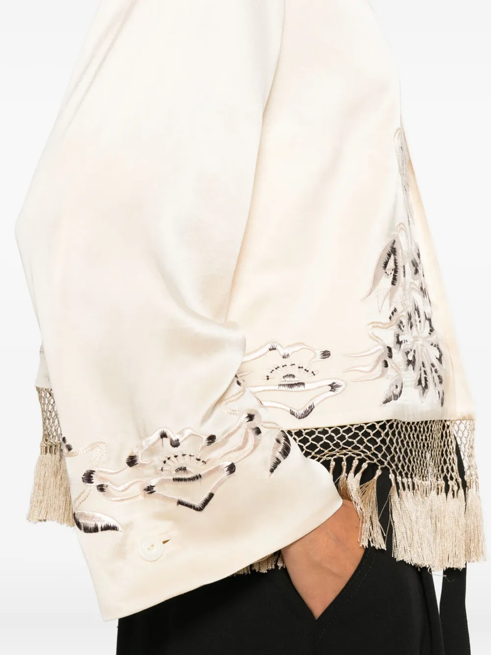 Bode Fringed Floral-detail Jacket In Neutral