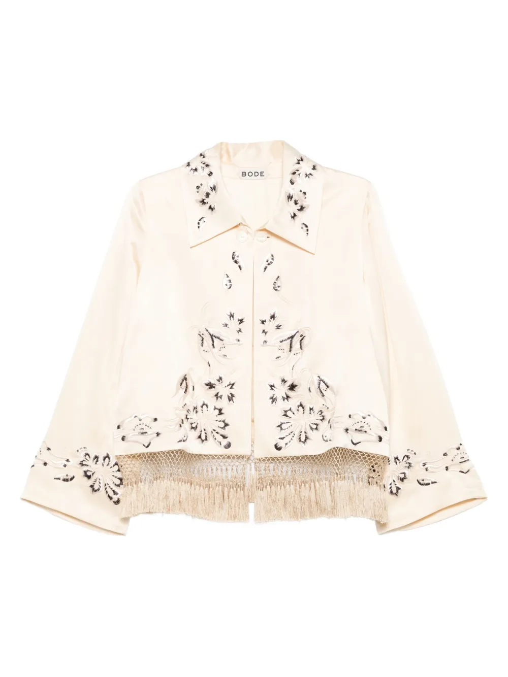 Bode Fringed Floral-detail Jacket In Neutral