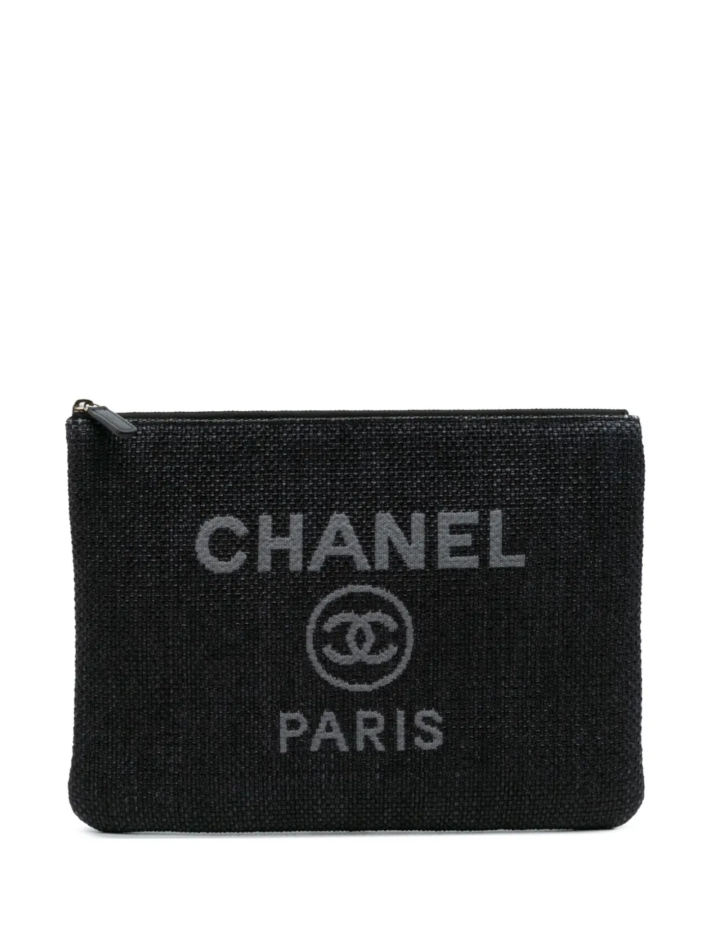 CHANEL Pre-Owned 2019 Medium Straw Deauville O Case clutch bag - Nero
