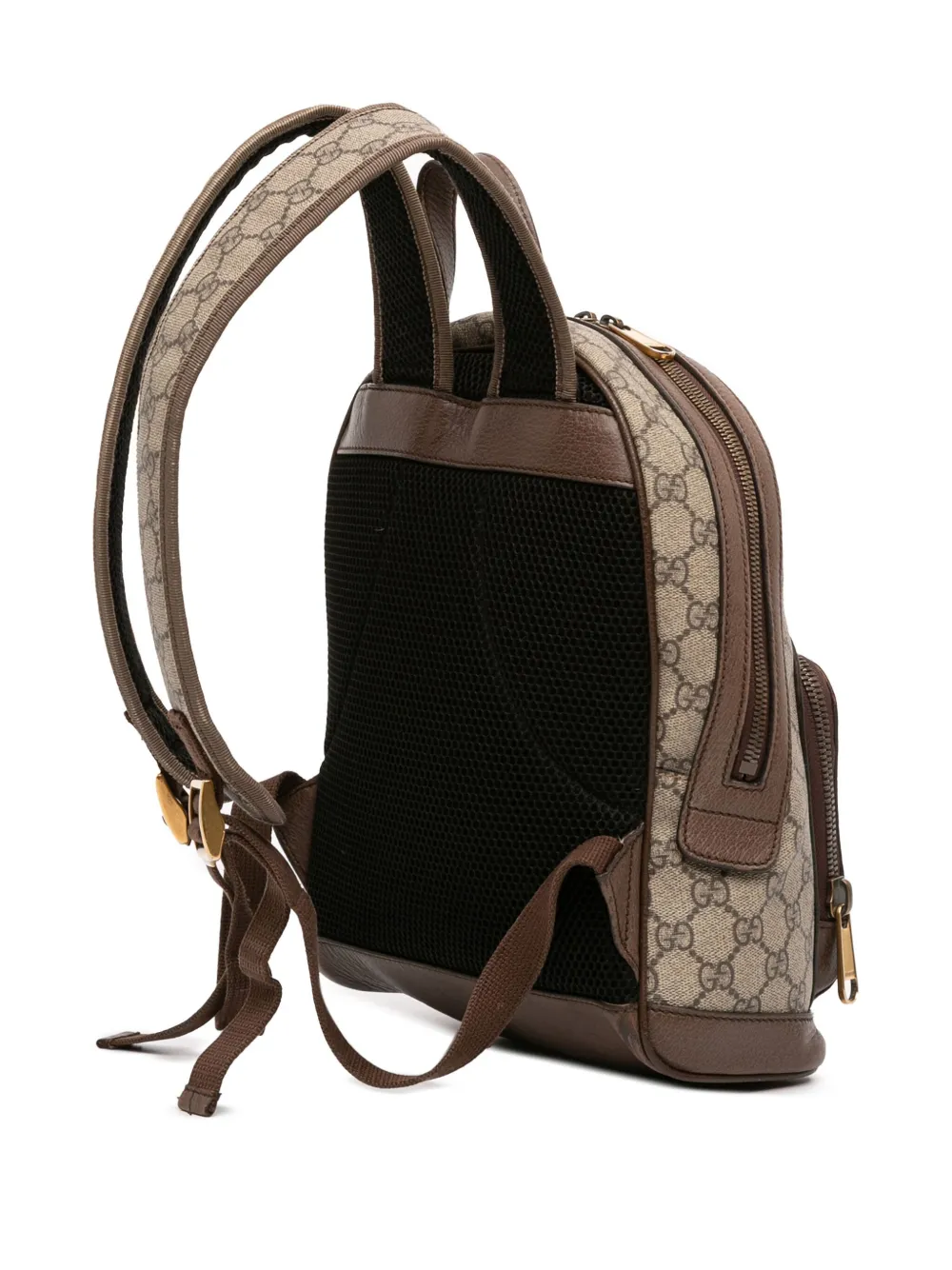 Pre-owned Gucci 2016-2025 Small Gg Supreme Ophidia Web Backpack In Brown
