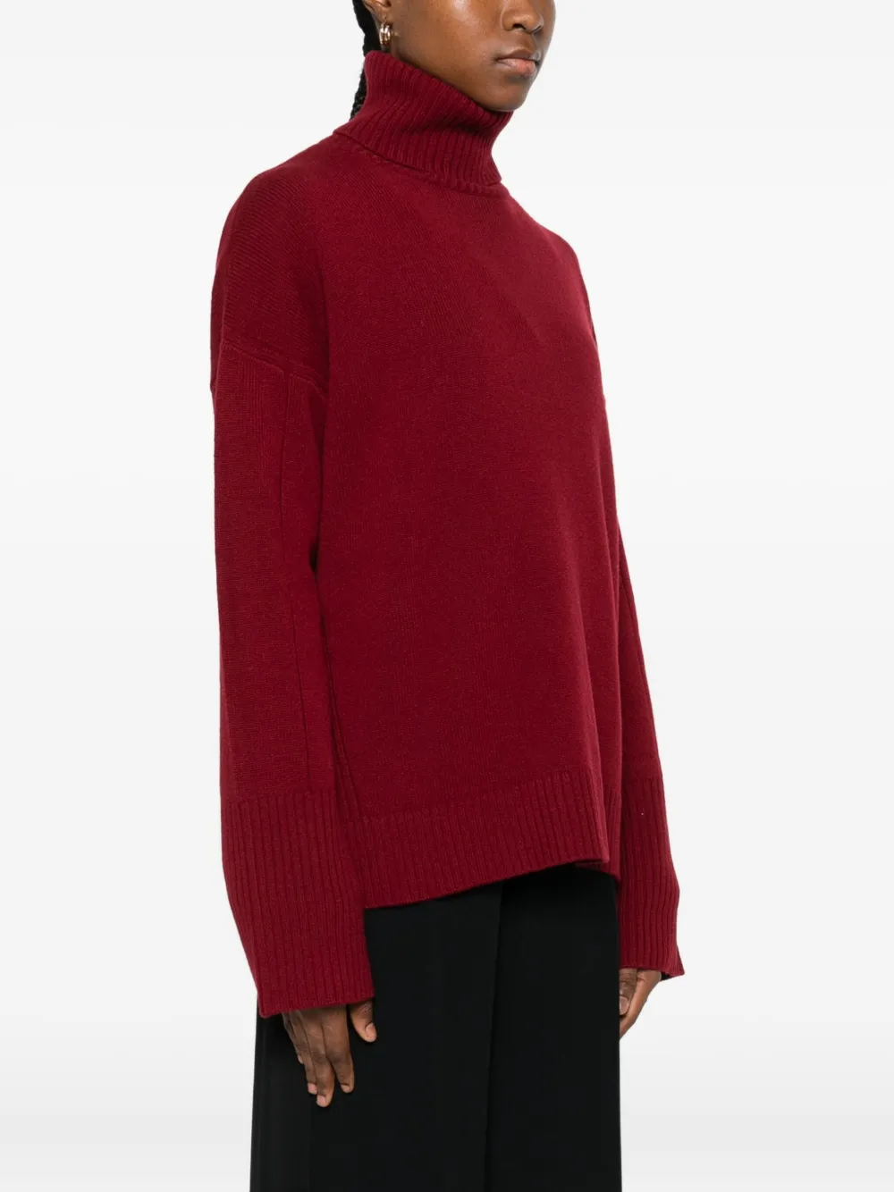 Majestic Roll-neck Sweater In Burgundy