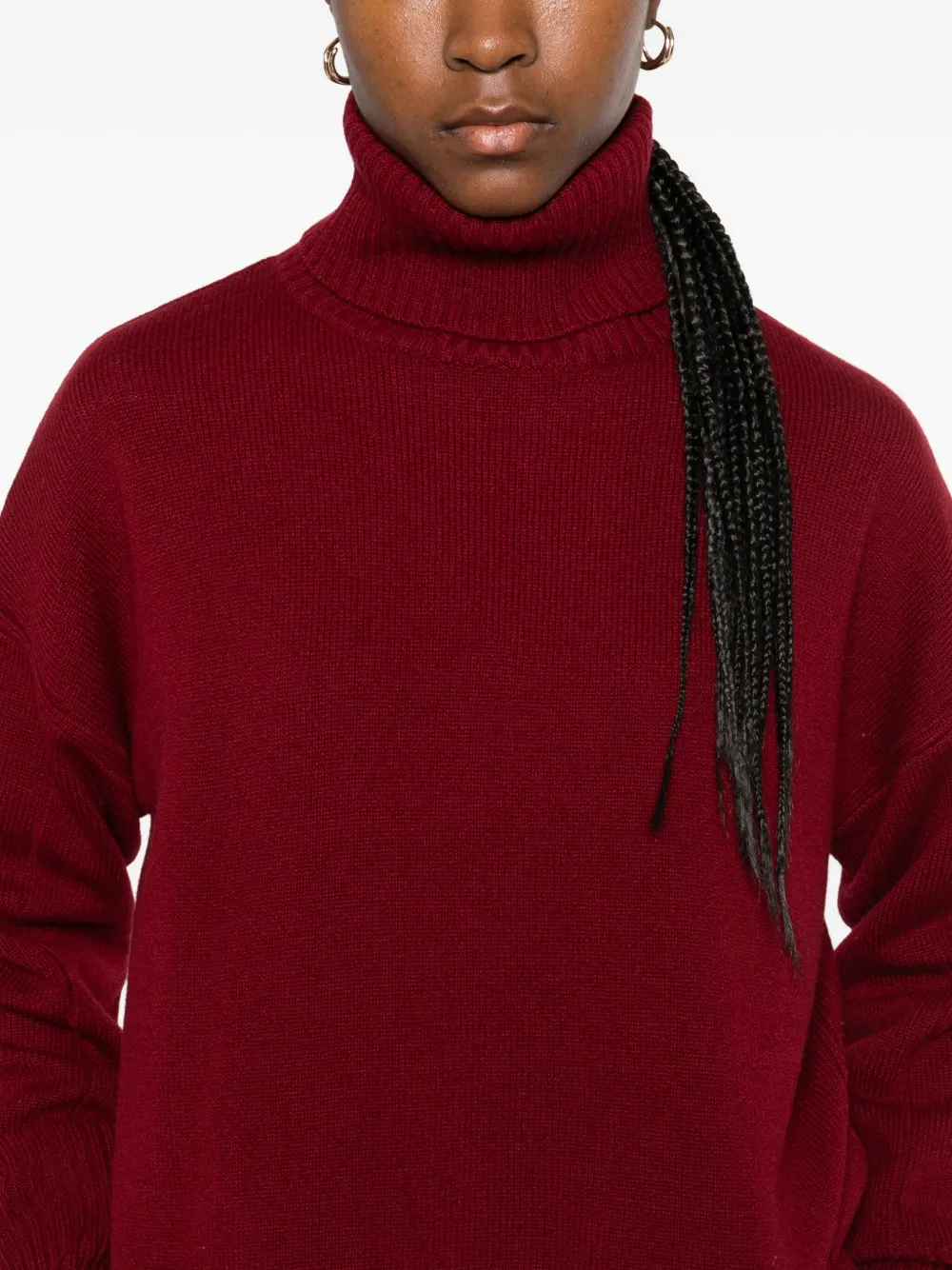 Majestic Roll-neck Sweater In Burgundy