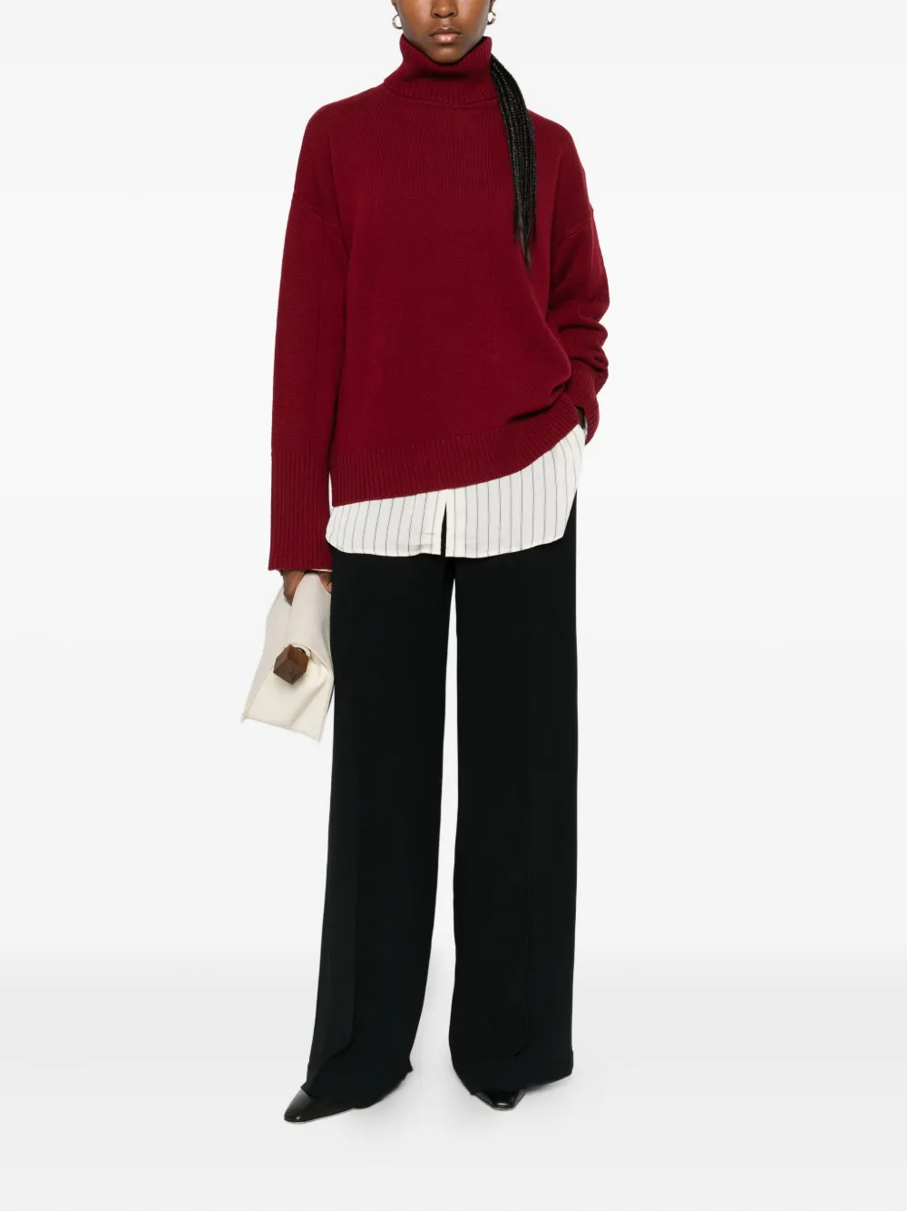 Majestic Roll-neck Sweater In Burgundy