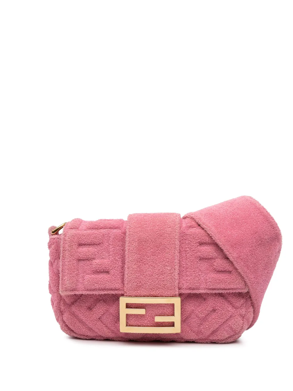 Fendi Pre-Owned 2010-2025 Embossed Terry Cloth FF 1974 Convertible Belt Baguette satchel | Pink | Image 1
