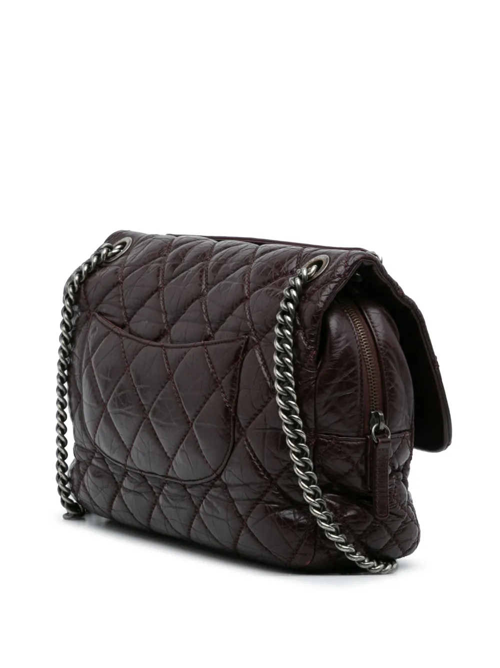 Pre-owned Chanel 2013-2014 Jumbo Quilted Aged Calfskin New Portobello Flap Shoulder Bag In Red