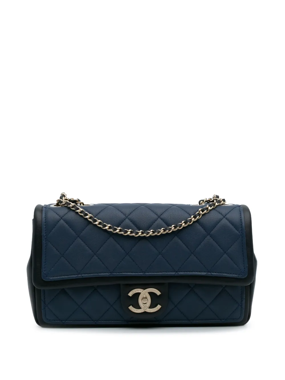 CHANEL Pre-Owned 2014-2015 ミディアム バイカラー カーフスキン グラフィック フラップ ショルダーバッグ -