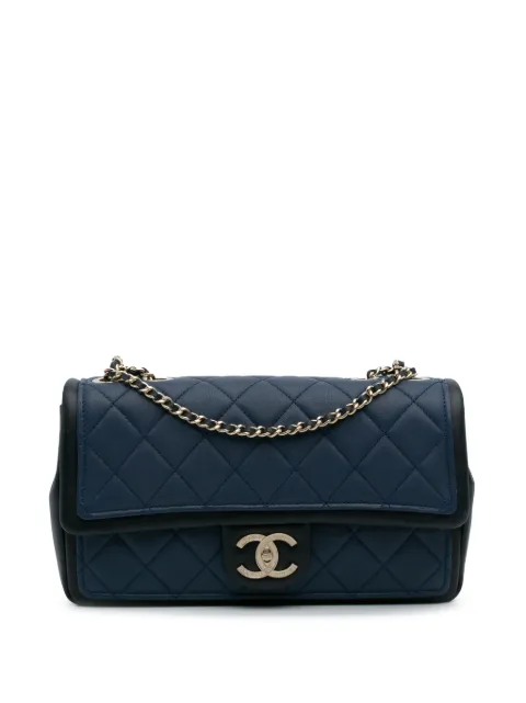 CHANEL Pre-Owned bolsa de hombro Graphic Flap mediana de piel de becerro bicolor 2014-2015