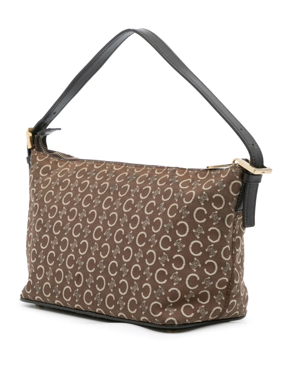 Pre-owned Celine 2000 C Macadam Canvas Shoulder Bag In Brown