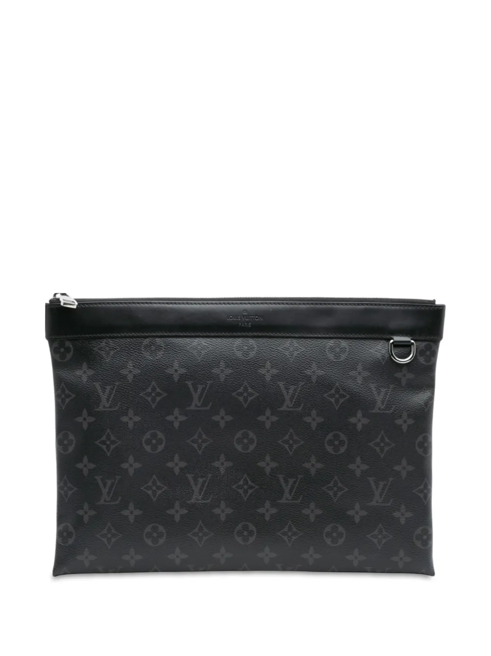 Pre-owned Louis Vuitton 2018 Monogram Eclipse Discovery Pochette Gm Clutch Bag In Black