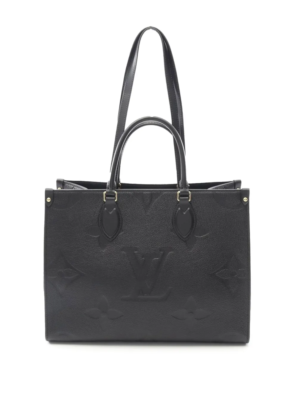 Pre-owned Louis Vuitton 2021-2025 Monogram Empreinte Onthego Mm Satchel In Black