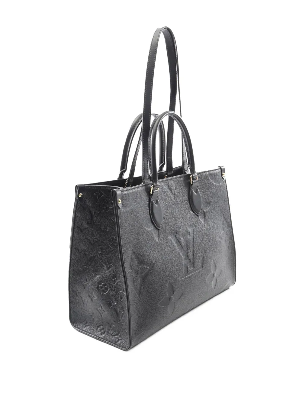 Pre-owned Louis Vuitton 2021-2025 Monogram Empreinte Onthego Mm Satchel In Black