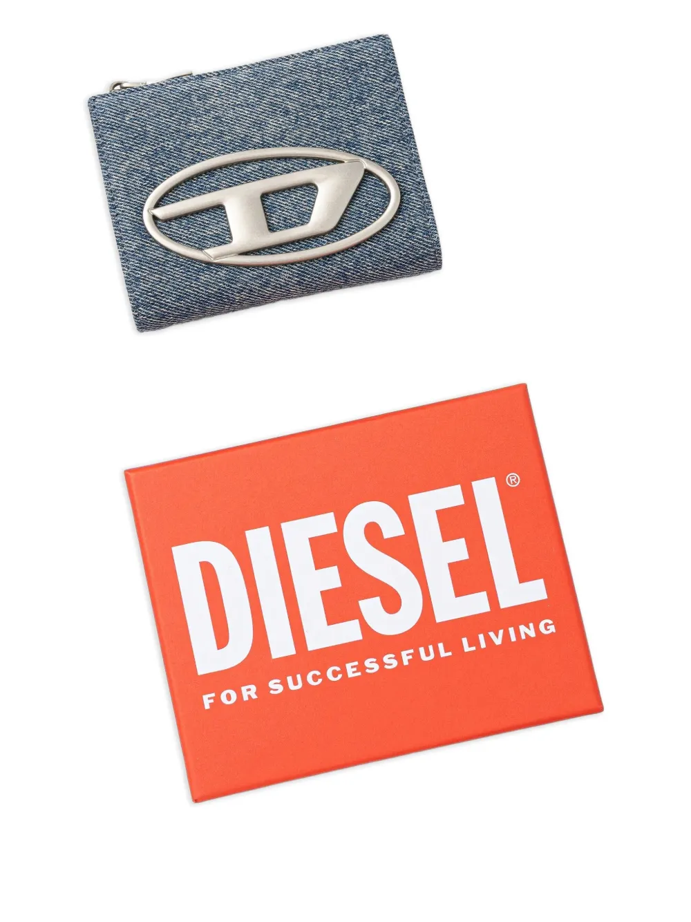 Diesel Portemonnee met logoplakkaat Blauw