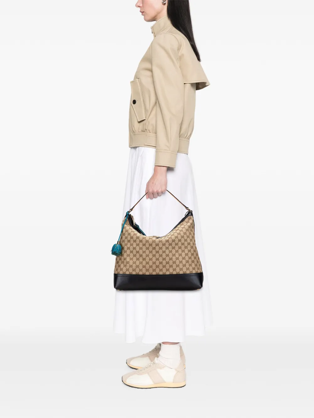 Pre-owned Gucci 2000-2015 Gg Canvas Cheer Hobo Bag In Brown
