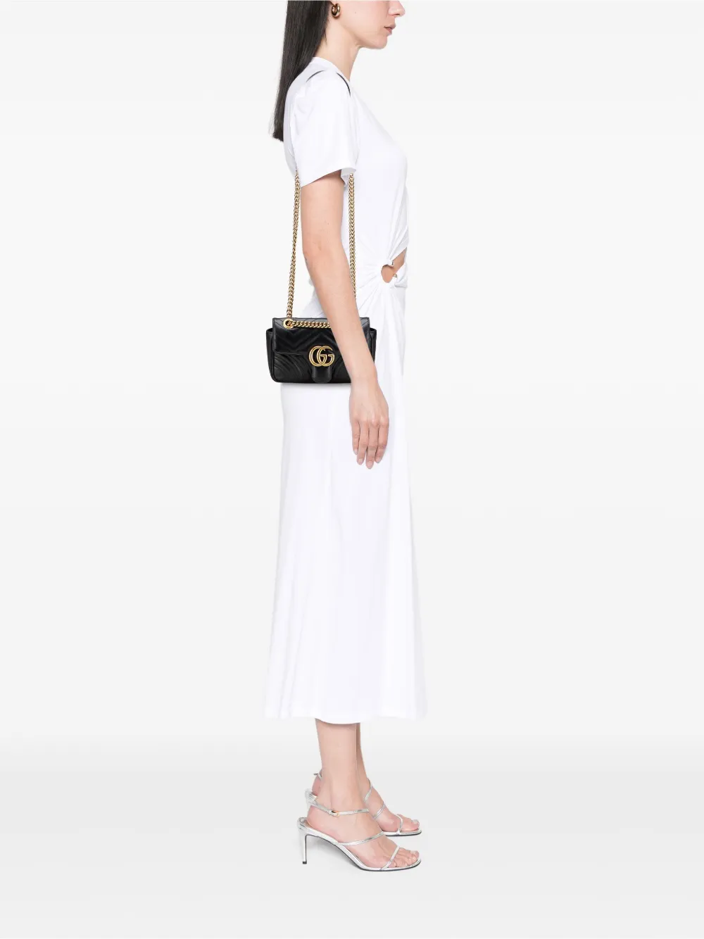 Pre-owned Gucci 2016-2025 Small Gg Marmont Matelasse Leather Shoulder Bag In Black