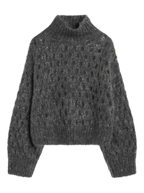Brunello Cucinelli open-knit turtleneck sweater 