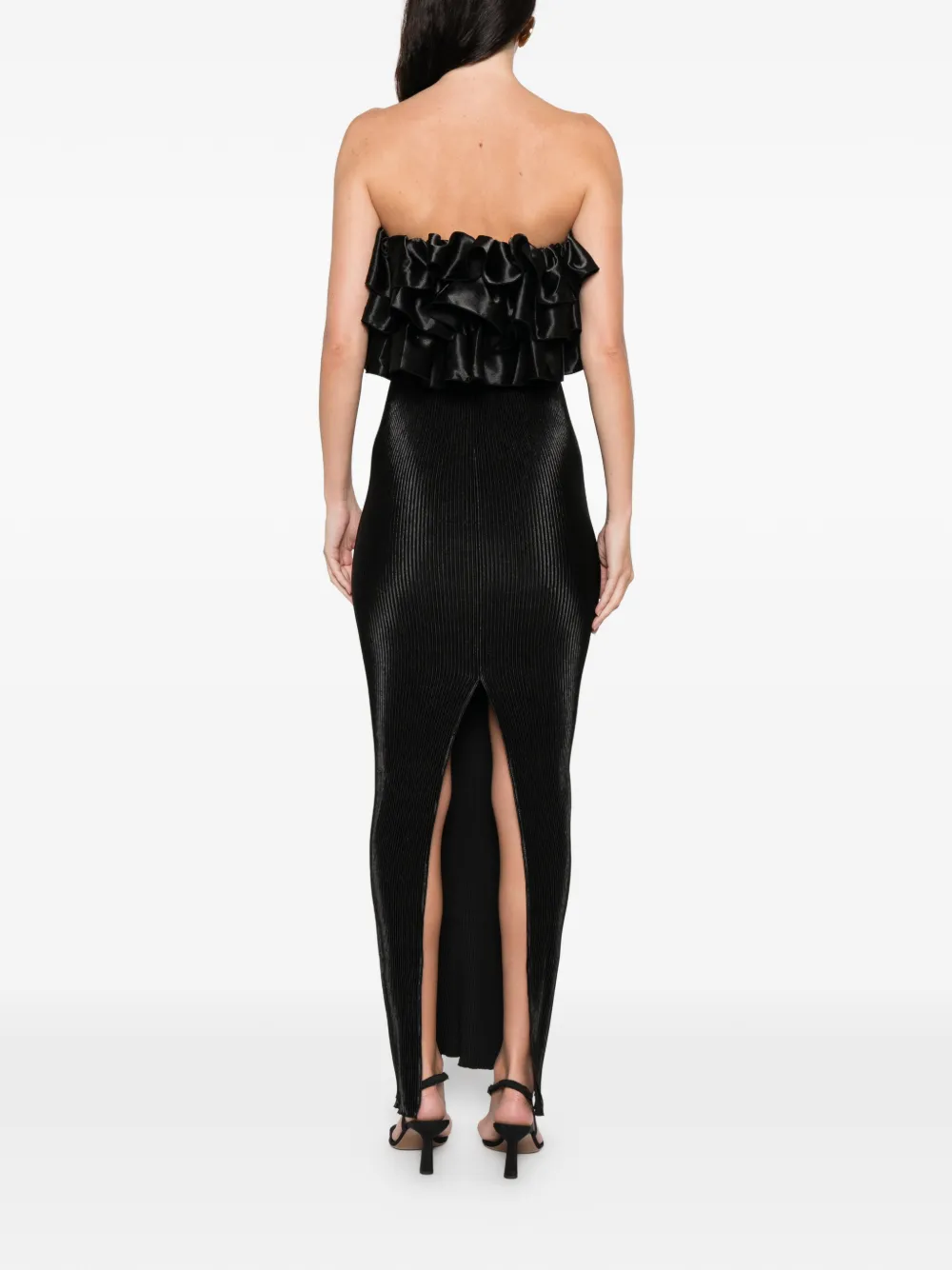 L'idée Paris Ruffled-tube Midi Dress In Black