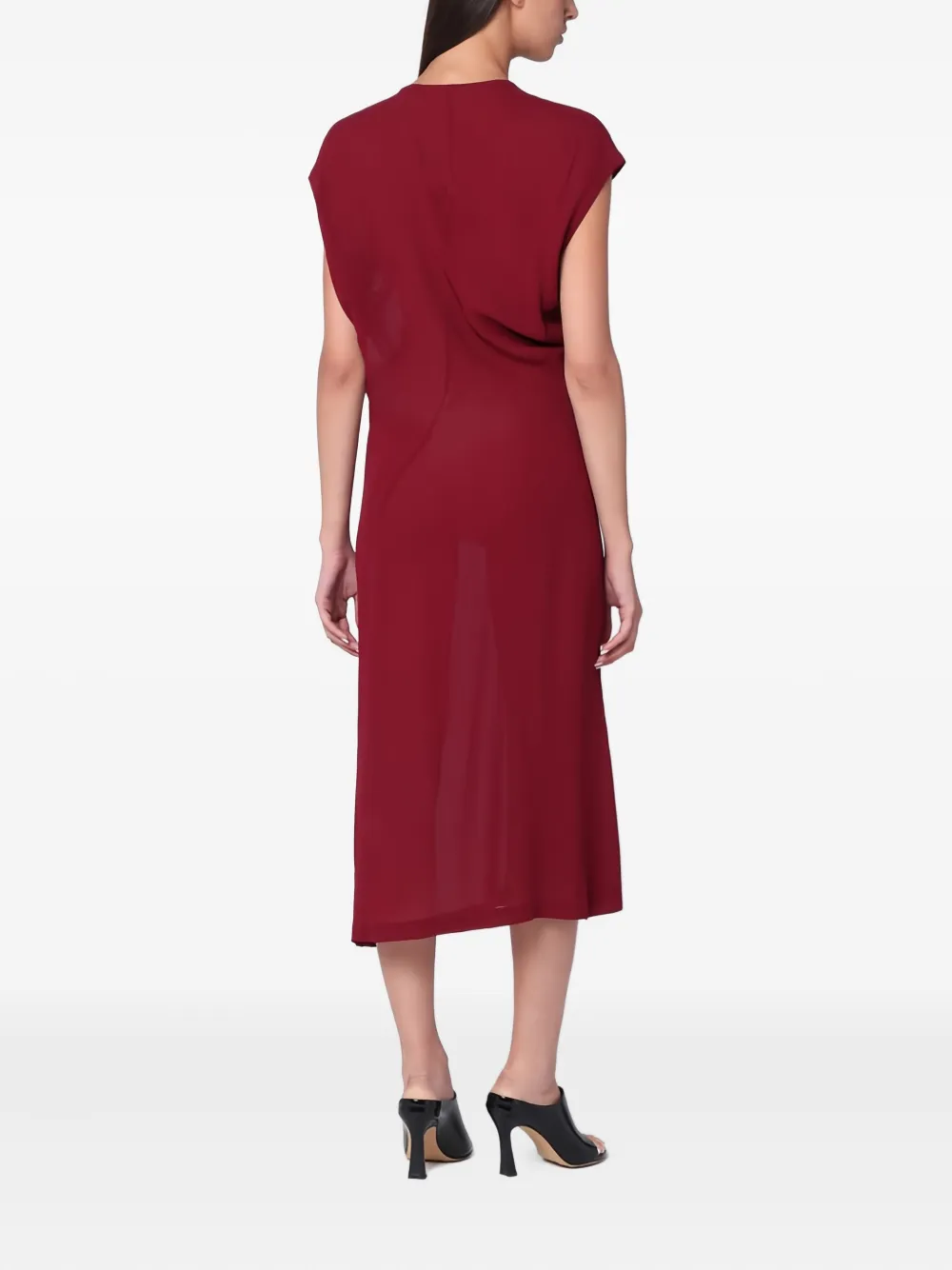  6397 S-curve Midi Dress - Red 