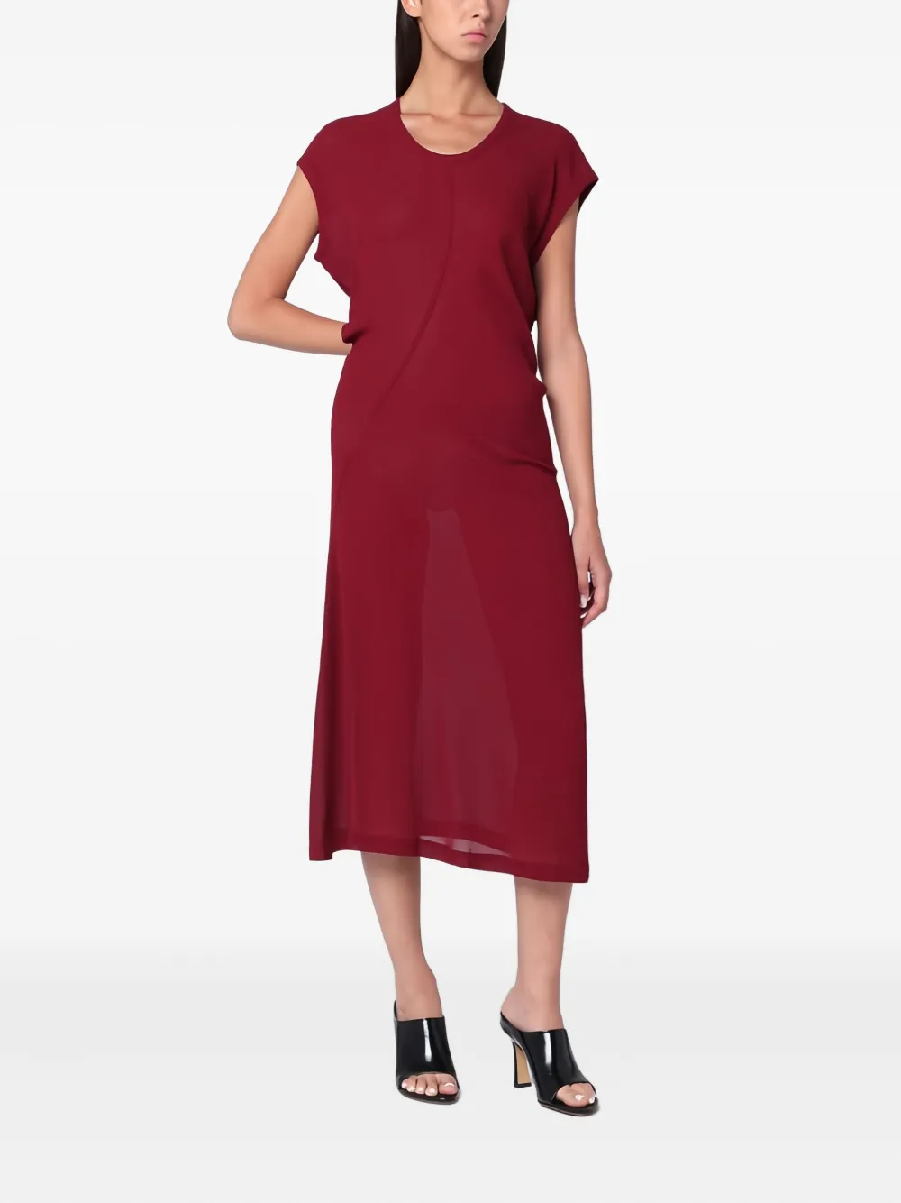 6397 S-Curve midi-jurk - Rood