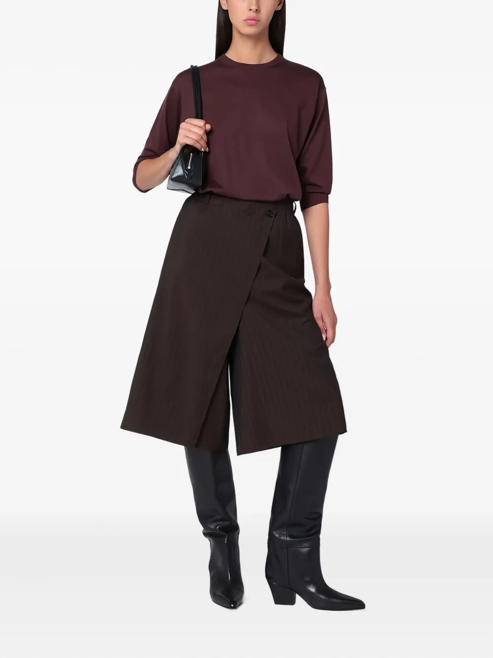 6397 pinstripe wrap shorts | Knee-Length Shorts | Image 2