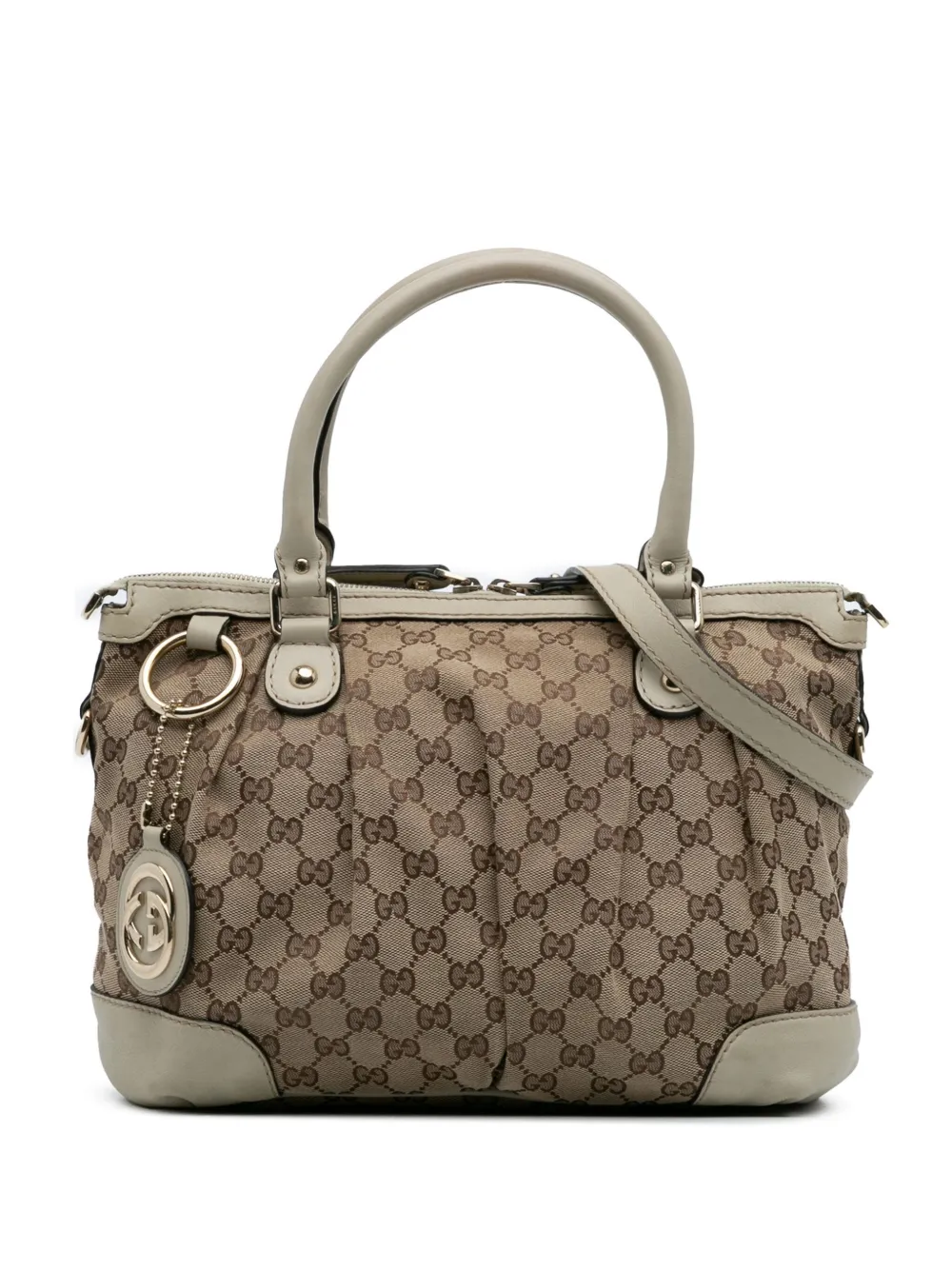 Pre-owned Gucci 2016-2025 Gg Canvas Sukey Satchel In Brown