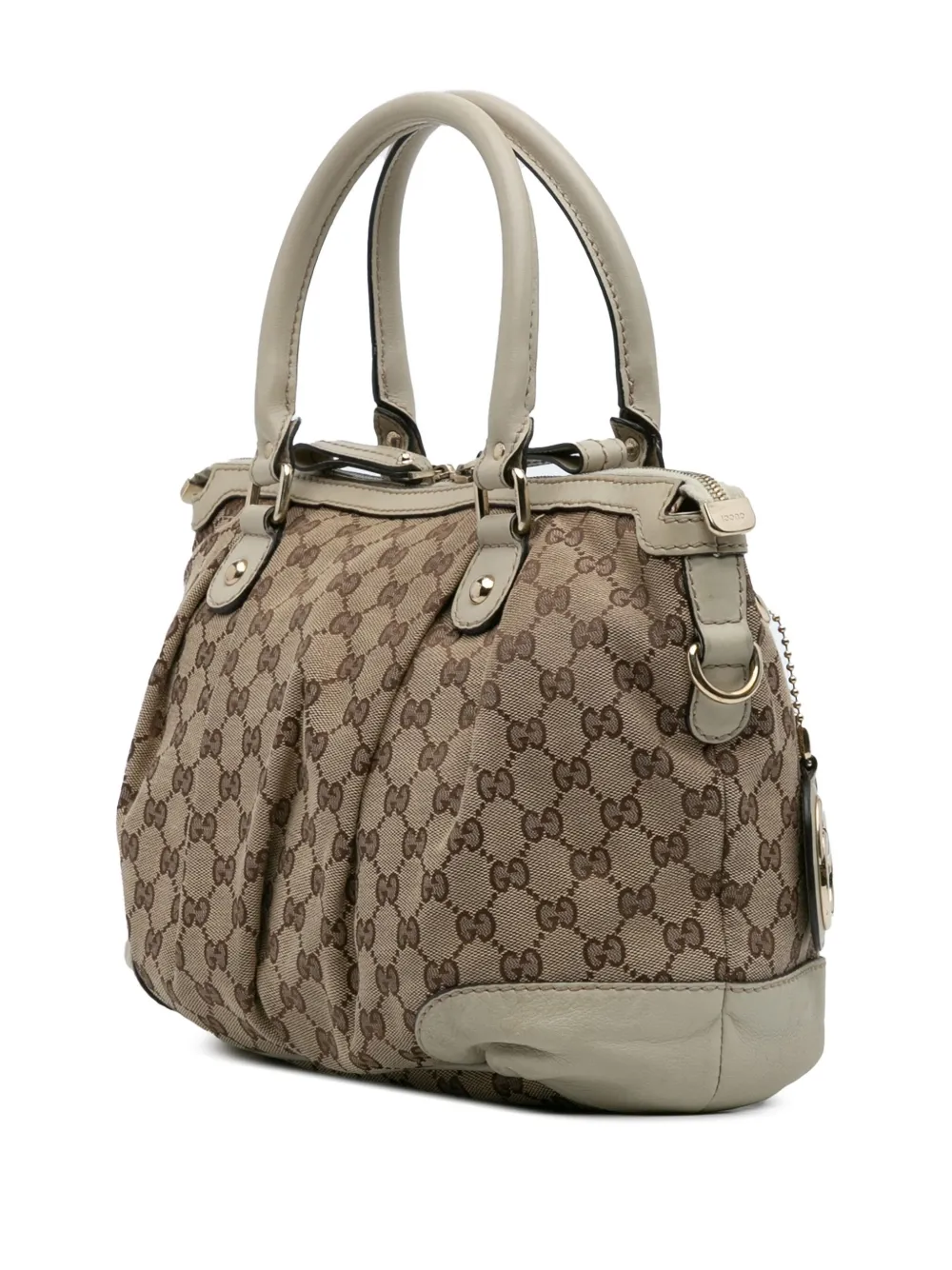 Pre-owned Gucci 2016-2025 Gg Canvas Sukey Satchel In Brown