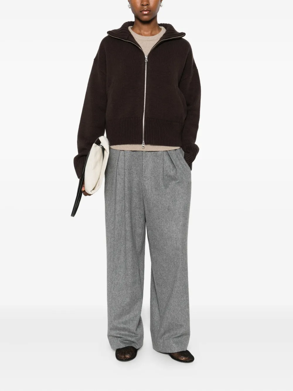Extreme Cashmere Zip-up Cashmere Cardigan In Brown