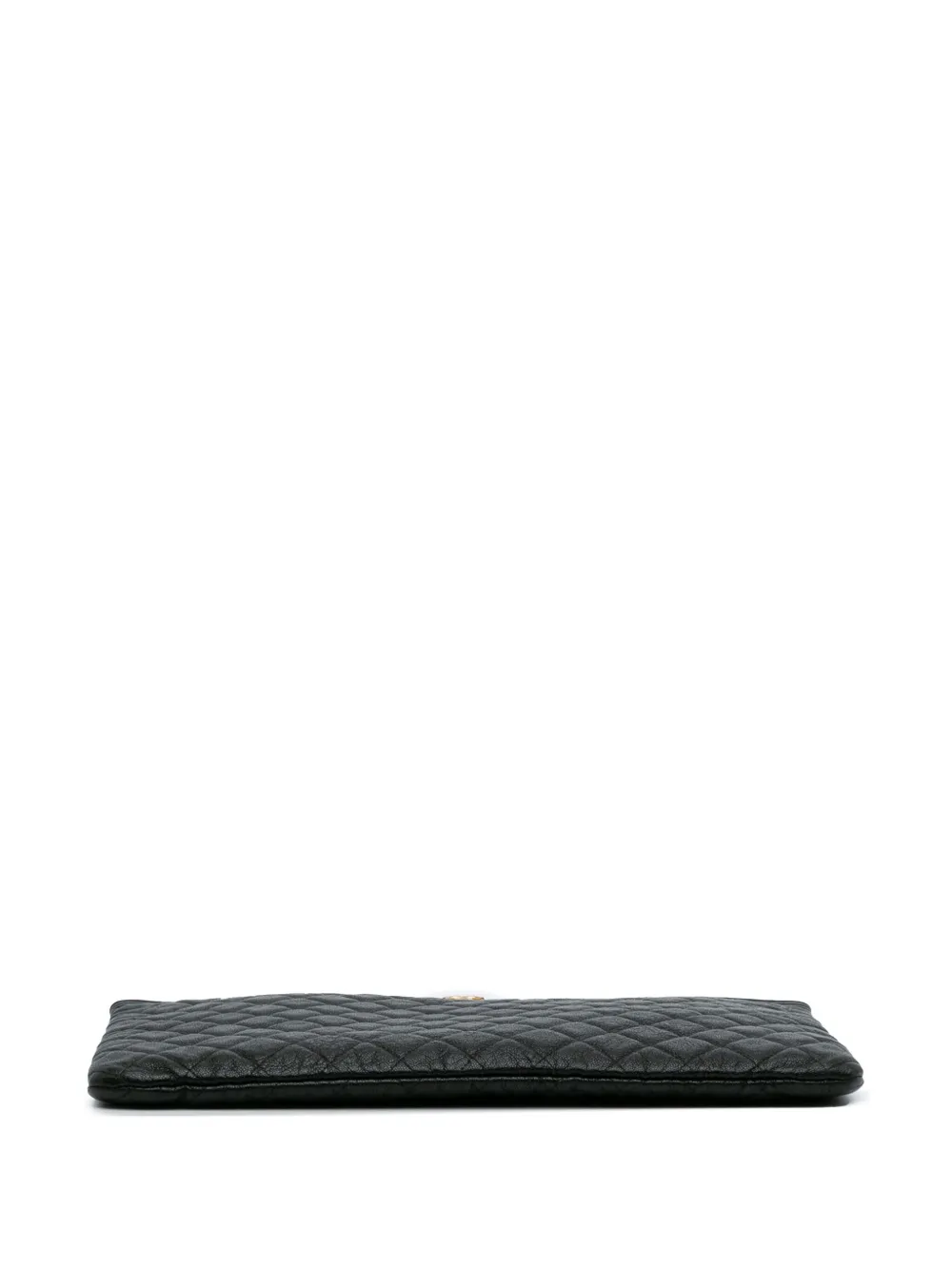 Pre-owned Chanel 2018-2019 Large Lambskin Boy O Case Clutch Bag In Black