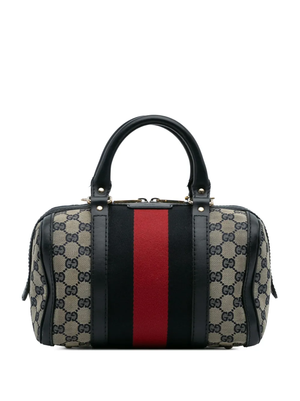Pre-owned Gucci 2016-2025 Small Gg Canvas Web Joy Boston Bag Satchel In Brown