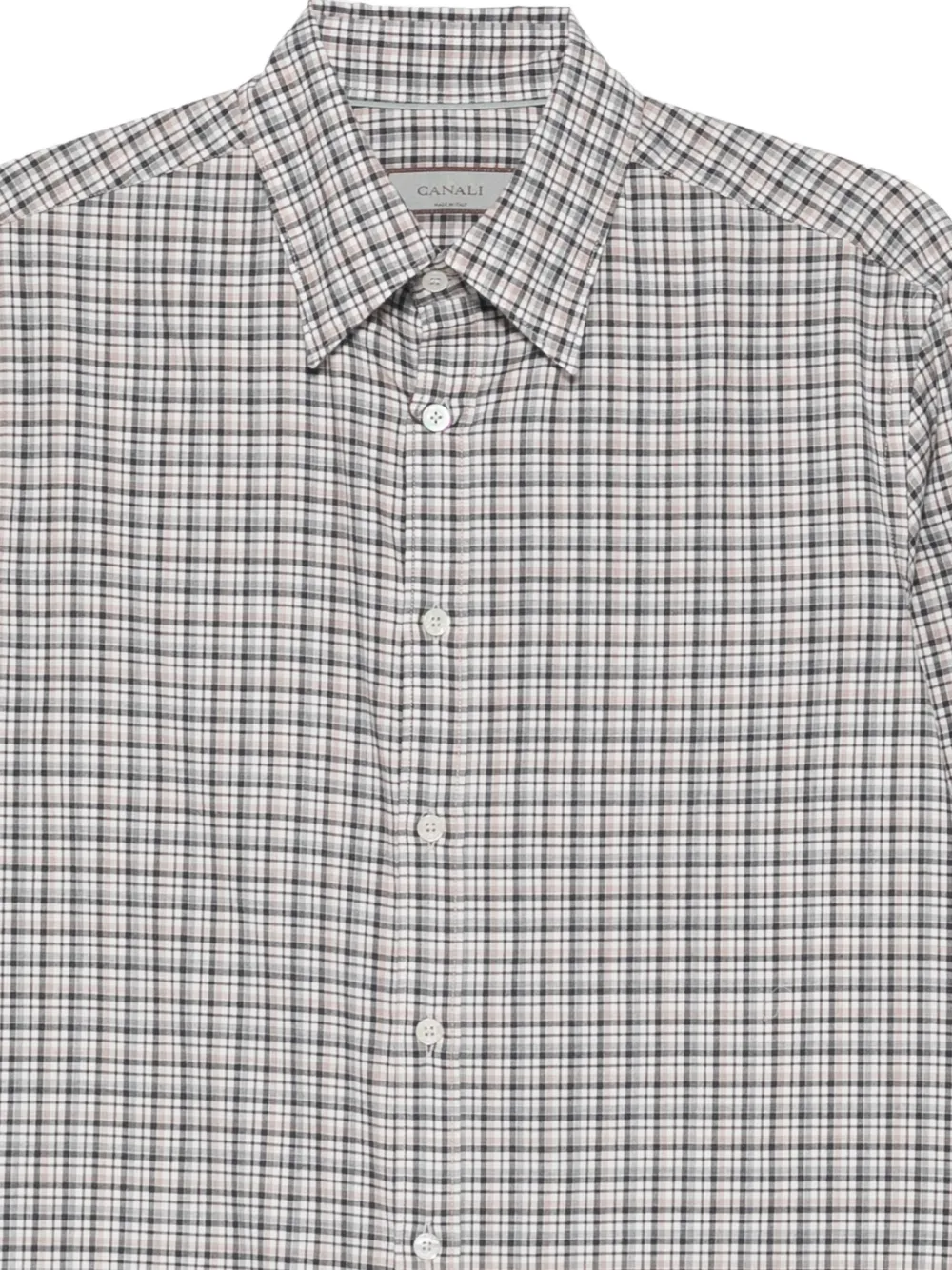 Canali Checked Cotton Shirt In Gray