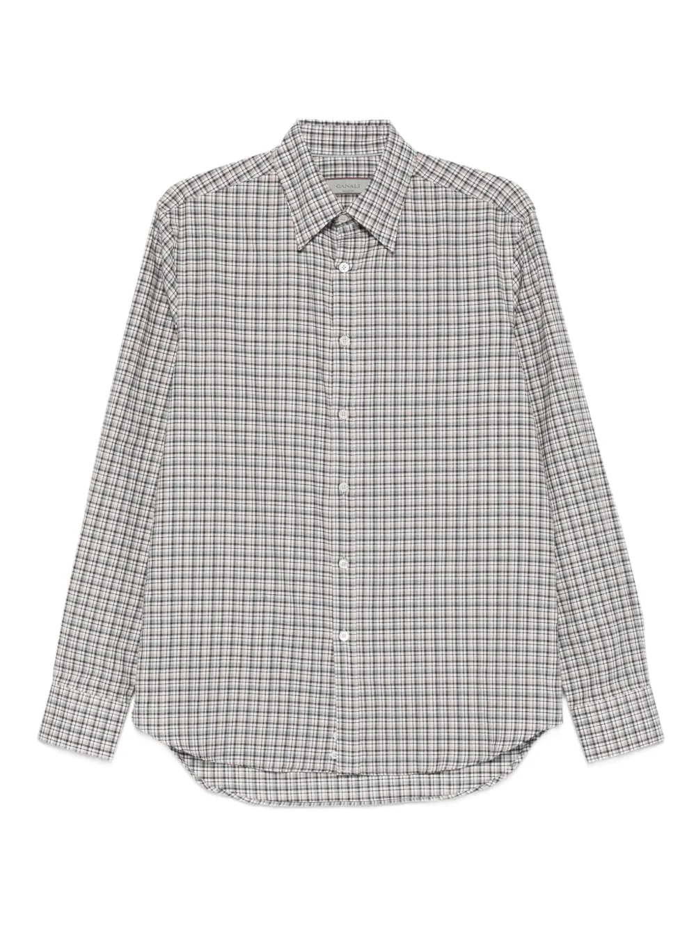 Canali Checked Cotton Shirt In Gray