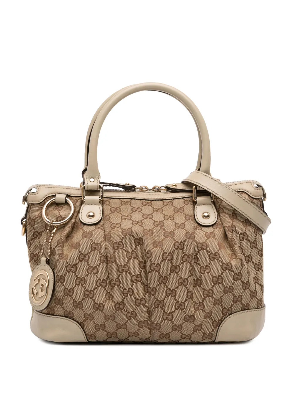 Pre-owned Gucci 2016-2025 Gg Canvas Sukey Satchel In Brown