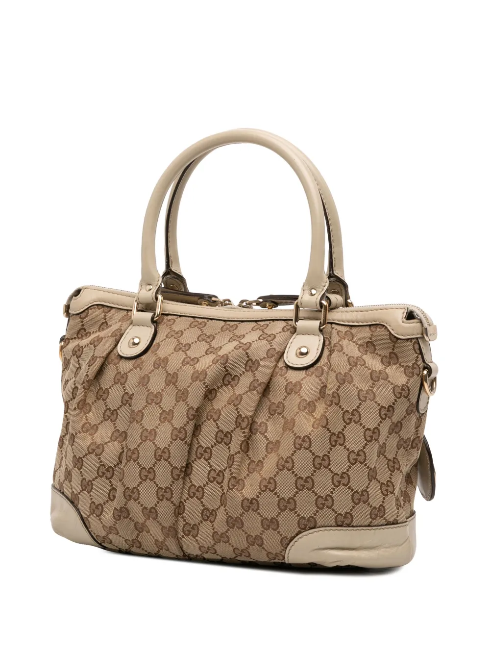Pre-owned Gucci 2016-2025 Gg Canvas Sukey Satchel In Brown
