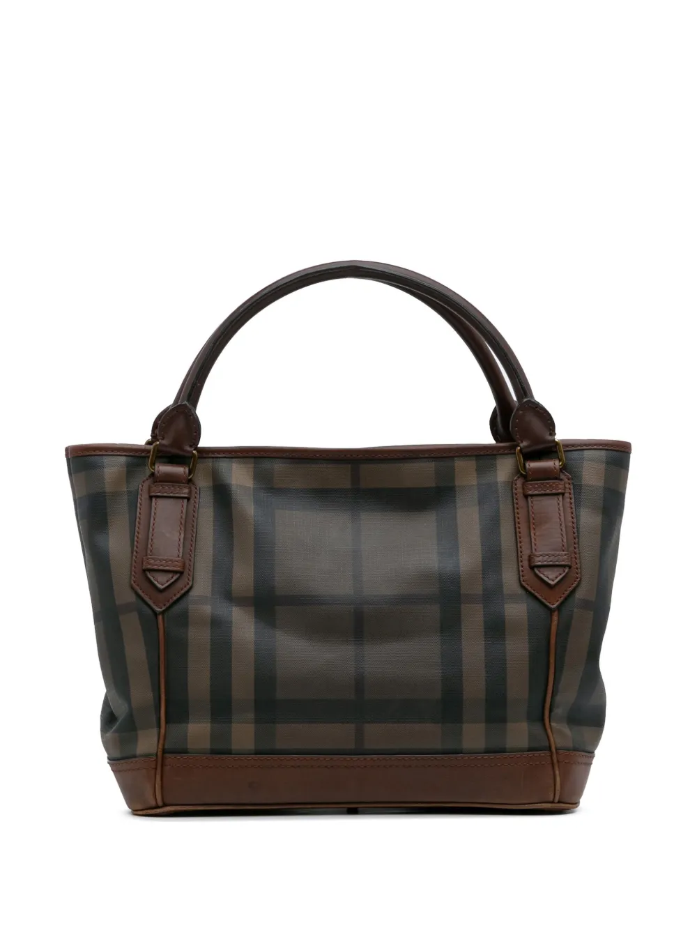 Pre-owned Burberry 2000-2017 Smoked Check Coated Canvas Handbag In Brown