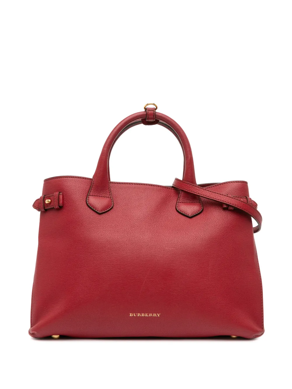 Pre-owned Burberry 2000-2017 Medium Leather And House Check Banner Satchel In Red