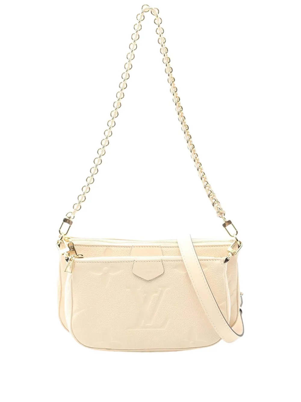 Pre-owned Louis Vuitton 2021-2025 Monogram Giant Empreinte Multi Pochette Accessoires Satchel In White
