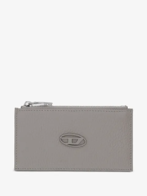 Diesel flat card holder in grainy leather