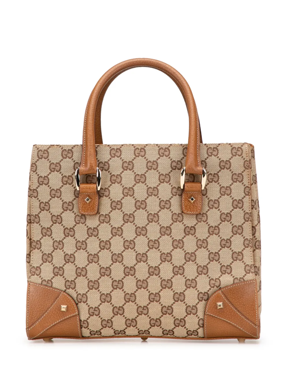 Pre-owned Gucci 2000-2015 Gg Canvas Nailhead Handbag In Brown