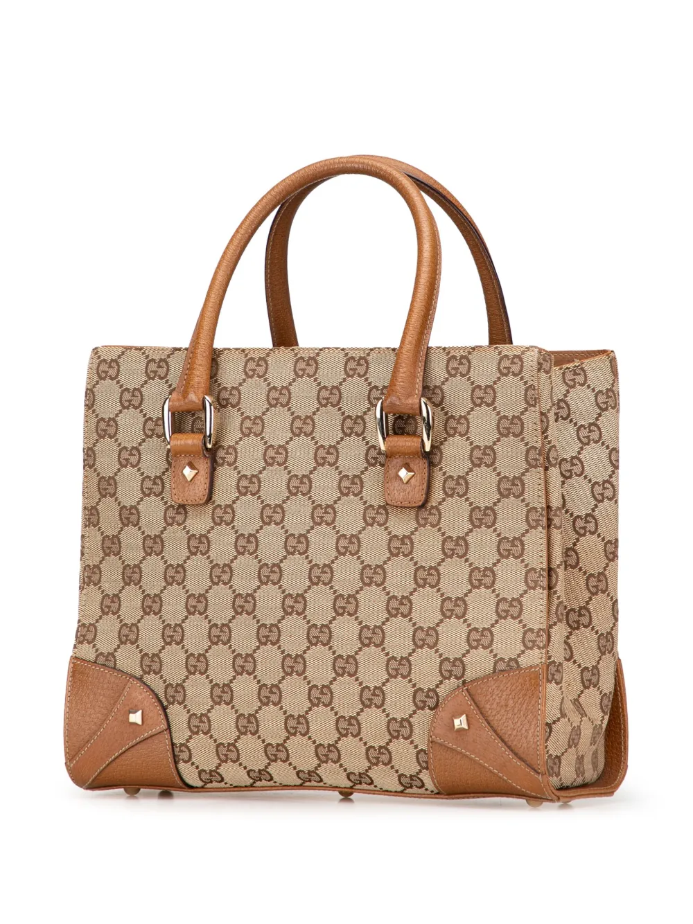 Pre-owned Gucci 2000-2015 Gg Canvas Nailhead Handbag In Brown