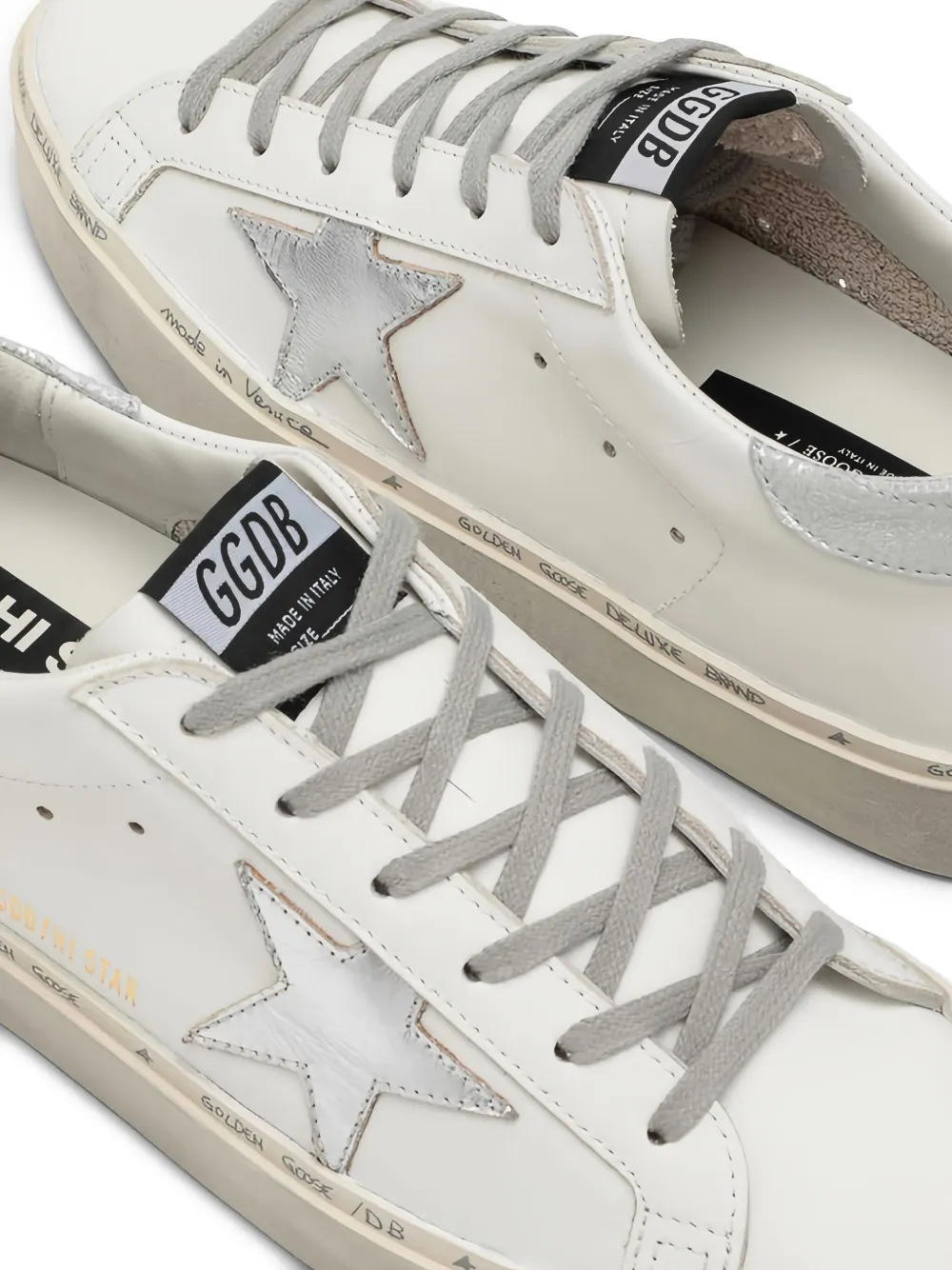 Golden Goose Vintage Leather Sneakers With Beaded Detail In White