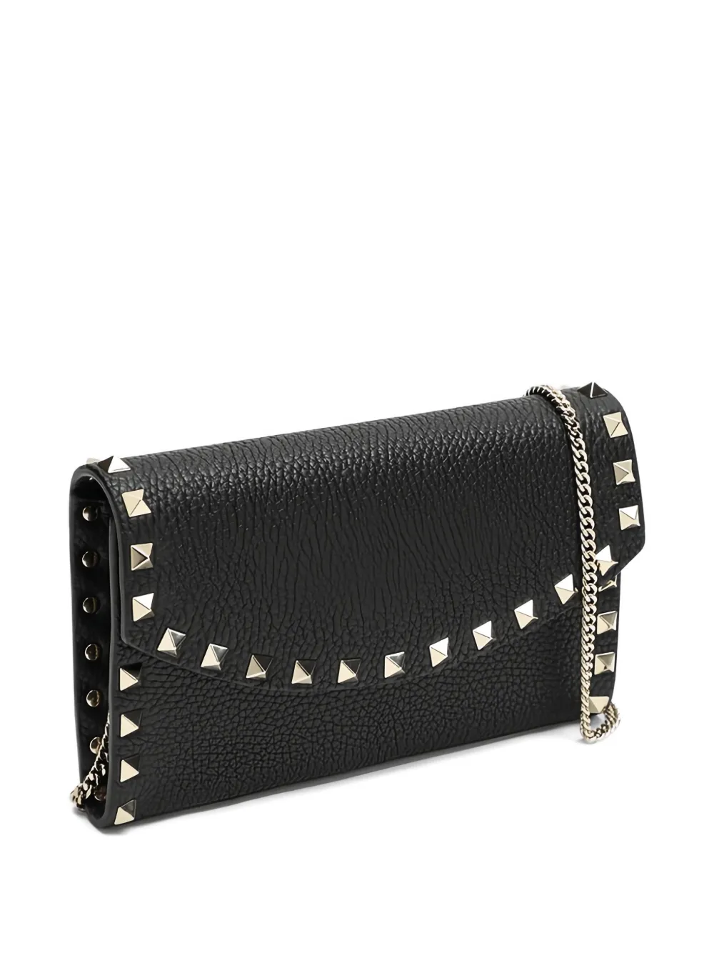 Valentino Rockstud Hammered Leather Chain Clutch In Pattern