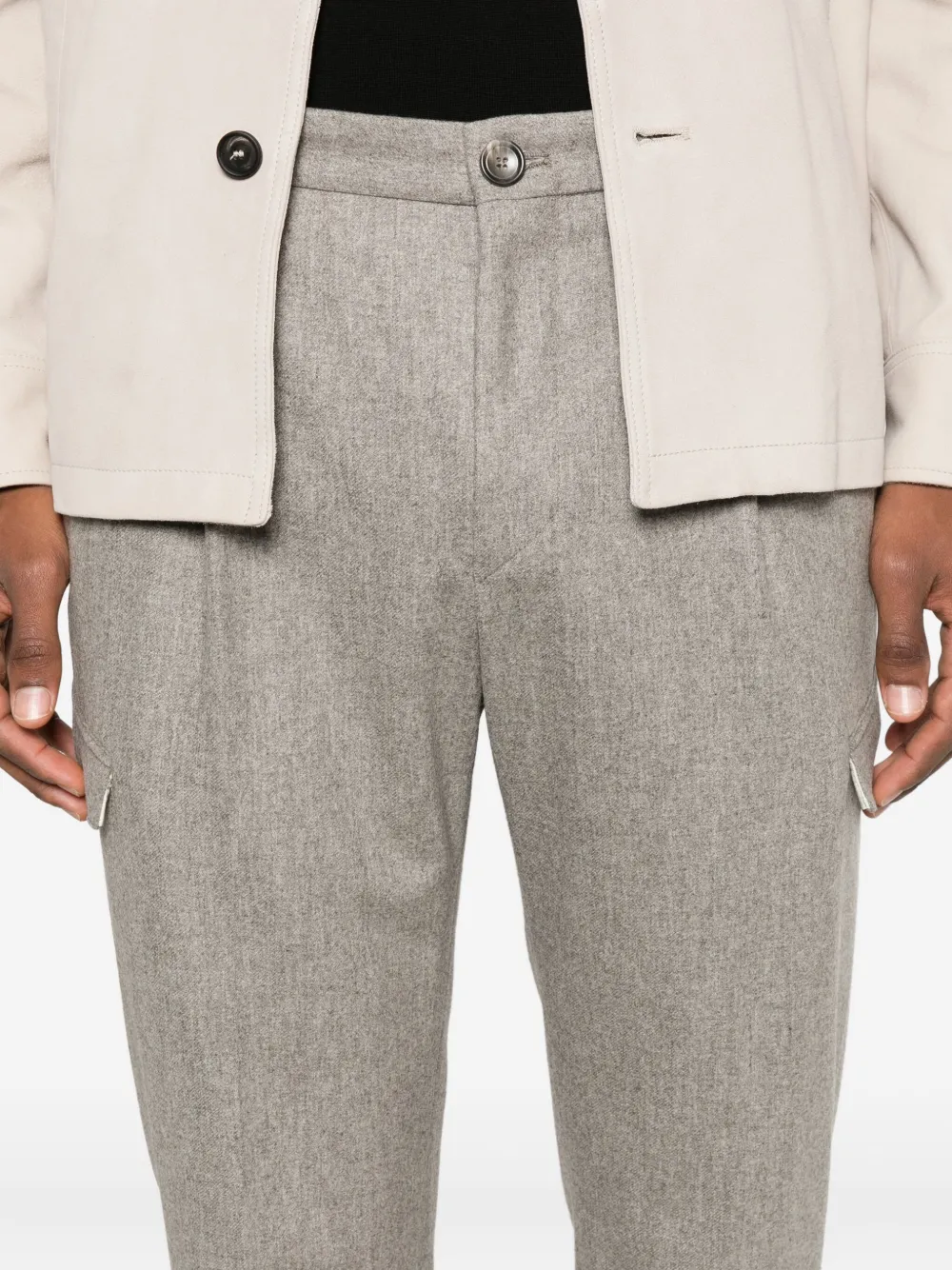 Tagliatore Pleated Cargo-pockets Trousers In Gray