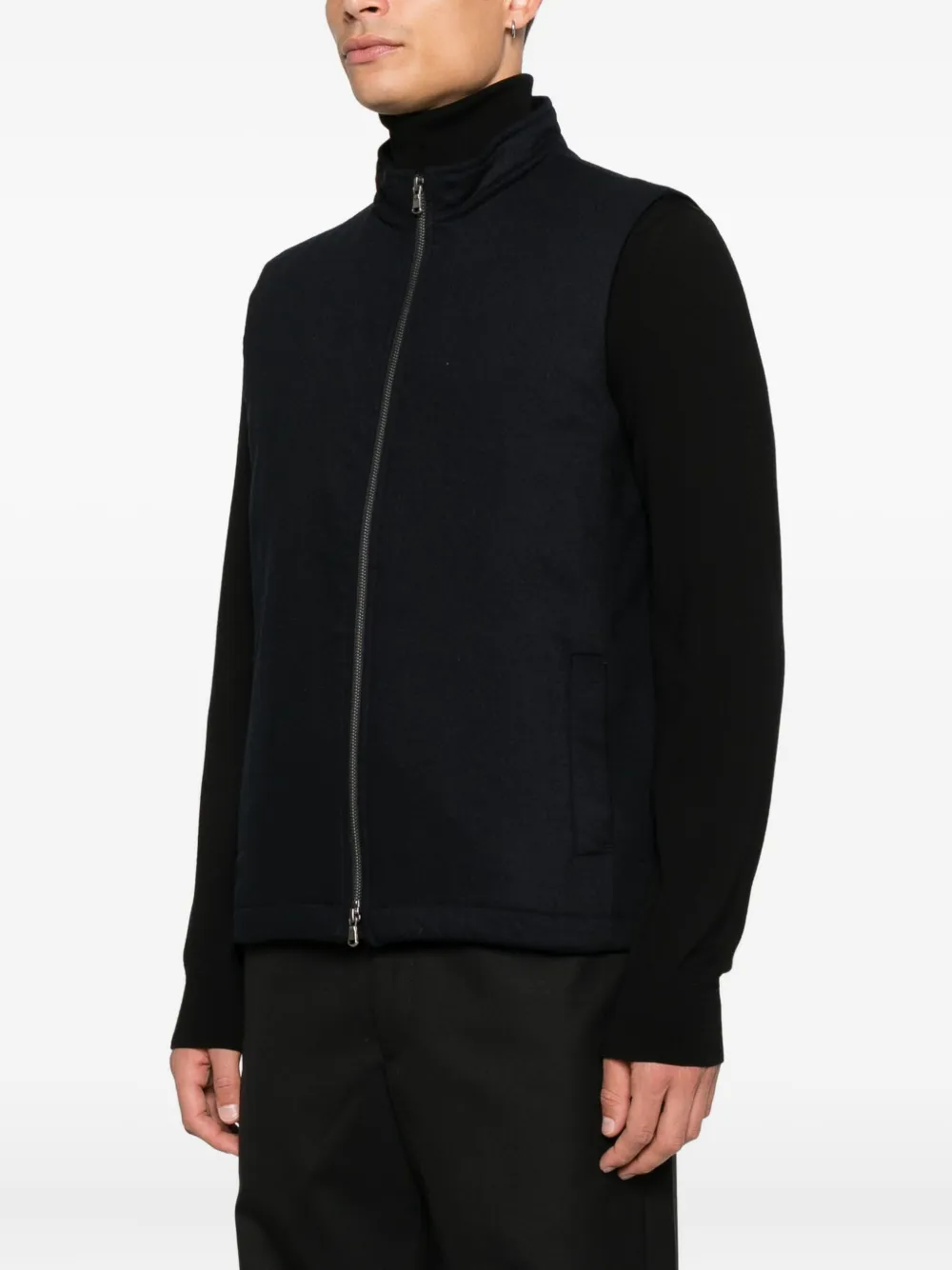 Sunspel Two-way Zip Gilet In Blue