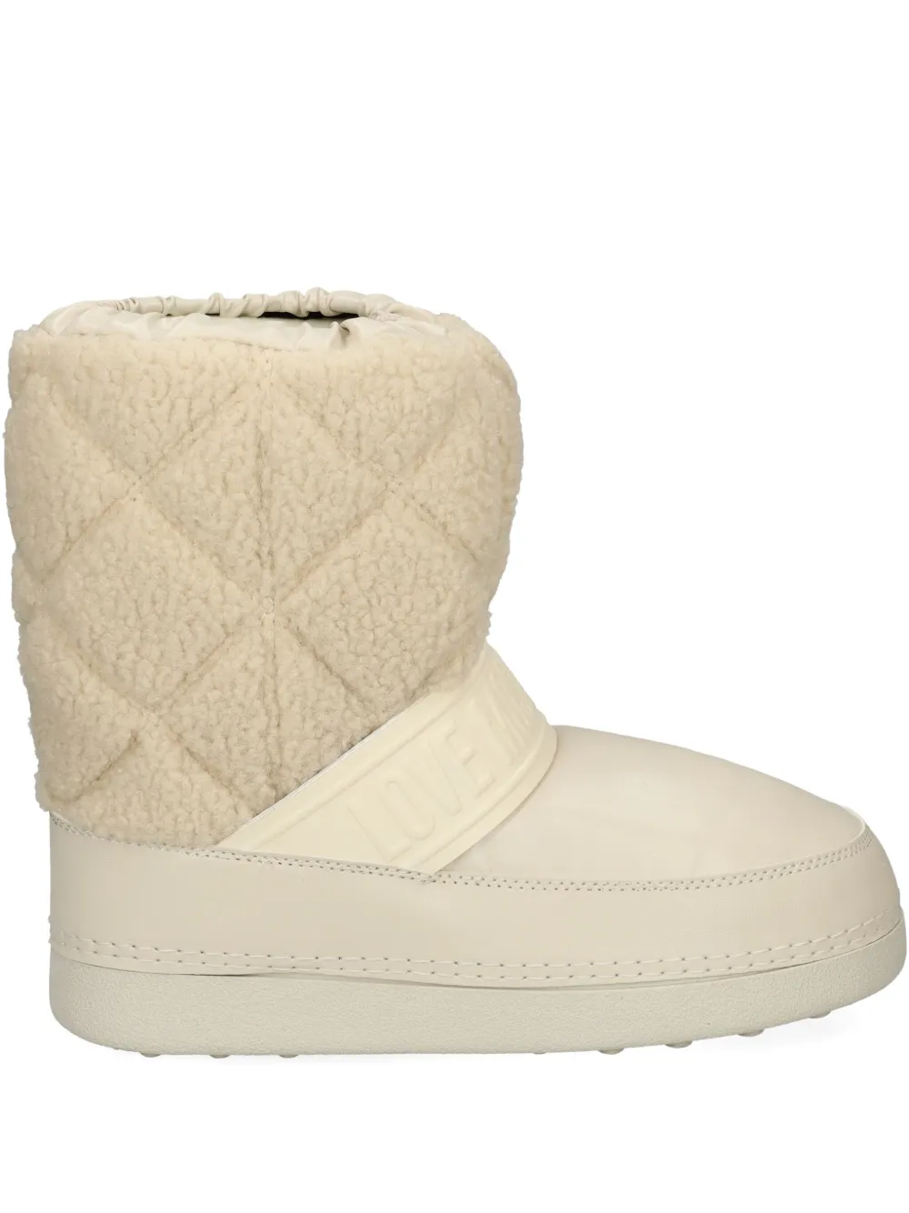 Love Moschino Quilted Strap Boots In Neutral