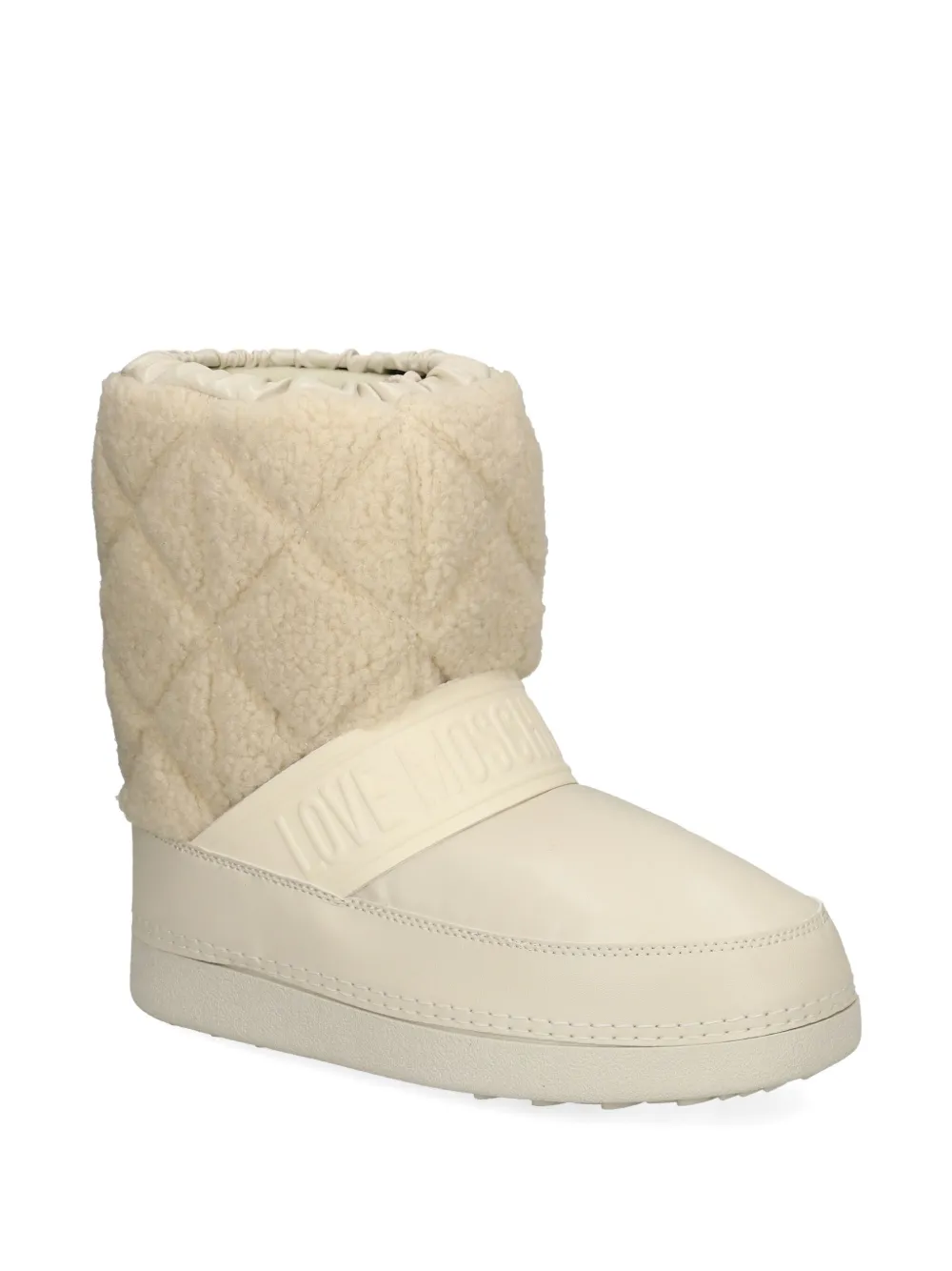 Love Moschino Quilted Strap Boots In Neutral