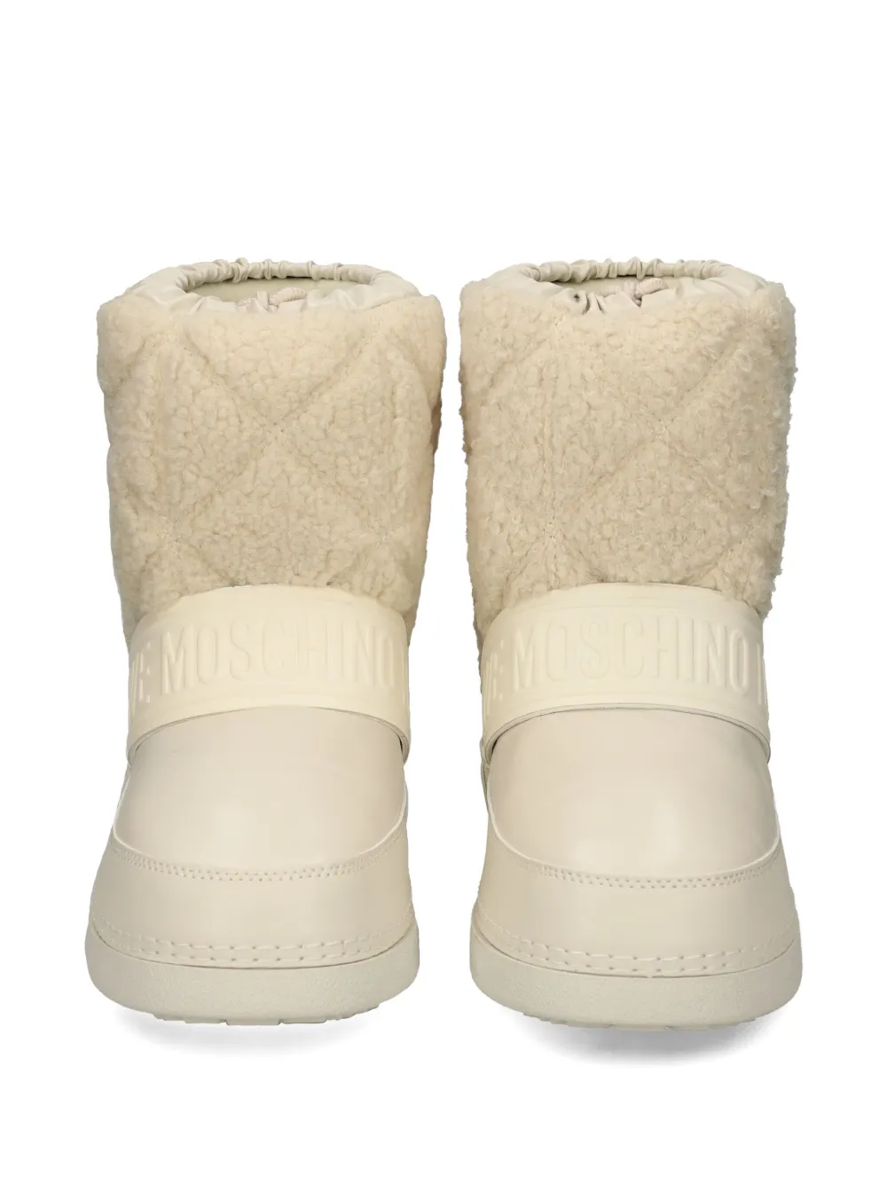Love Moschino Quilted Strap Boots In Neutral