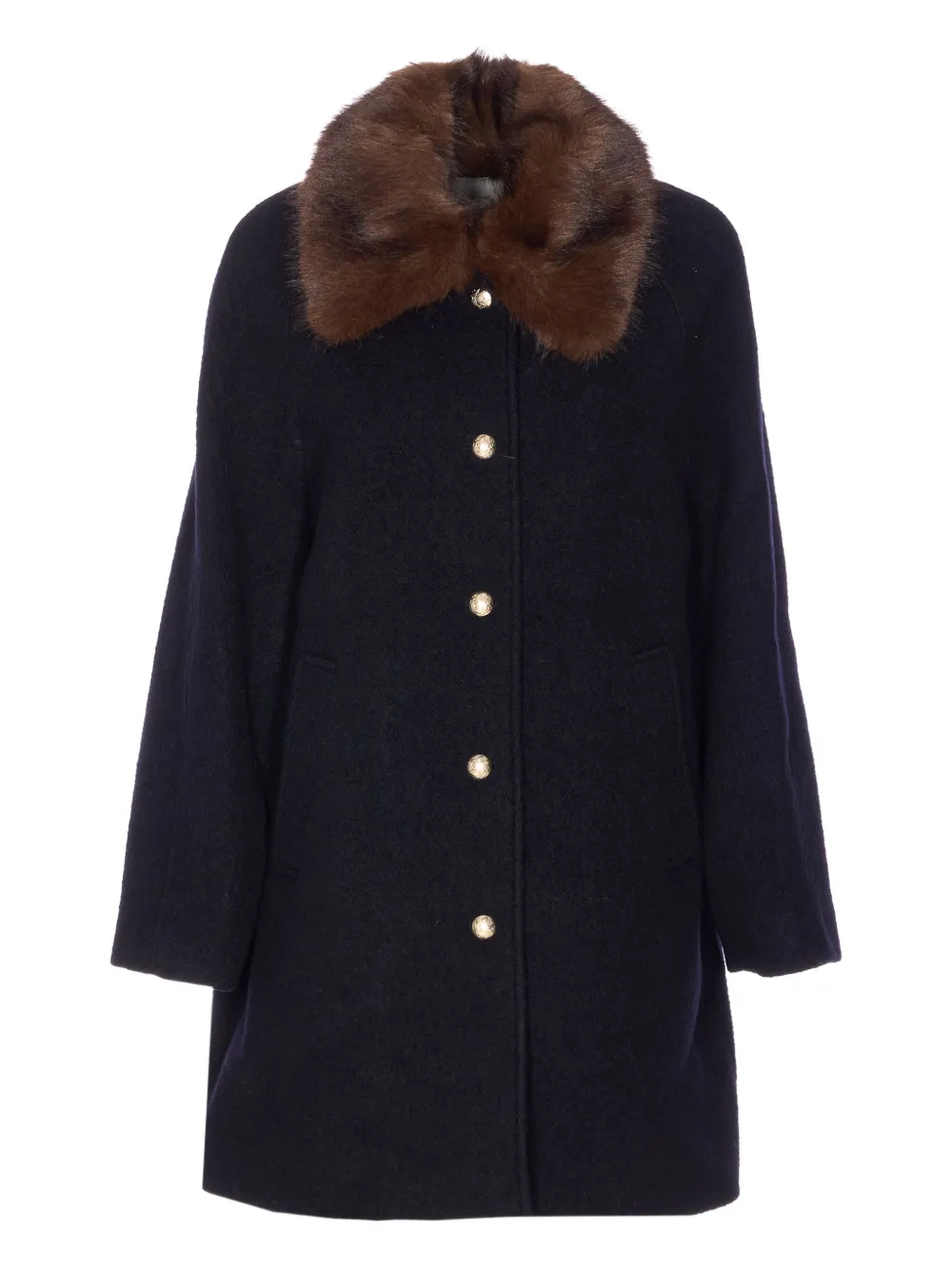 DUNST removable-collar bouclé coat | Blue | Image 1