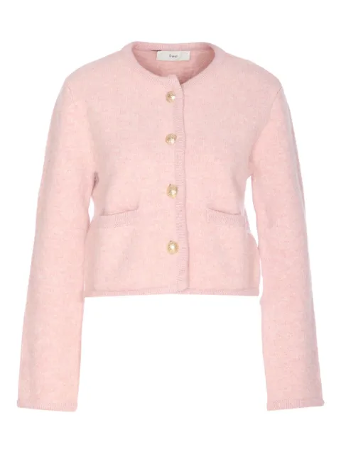 DUNST collarless bouclé cardigan
